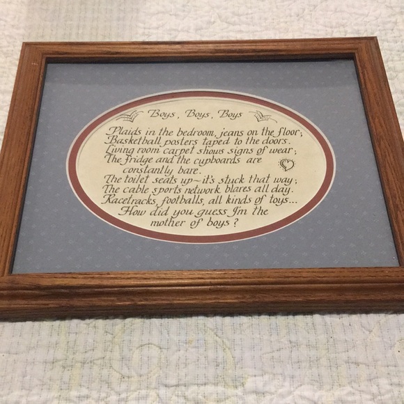 Boys, Boys, Boys A Mother of Boys Poem in wooden picture frame This says it all. - Picture 4 of 6